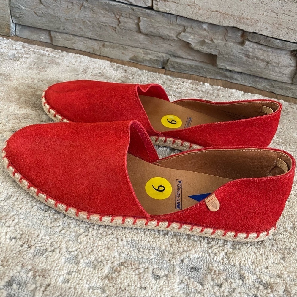 Verbenas Espadrille Carmen Serraje Fuego Loafers Slip On Red Suede Leather: 9 - Picture 3 of 8